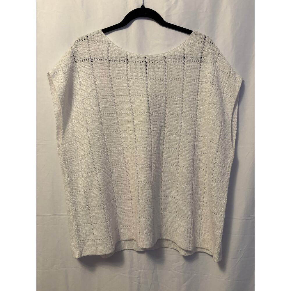 New Eileen Fisher Organic Linen Boxy  Short Sleeve Top White Women's Sz L